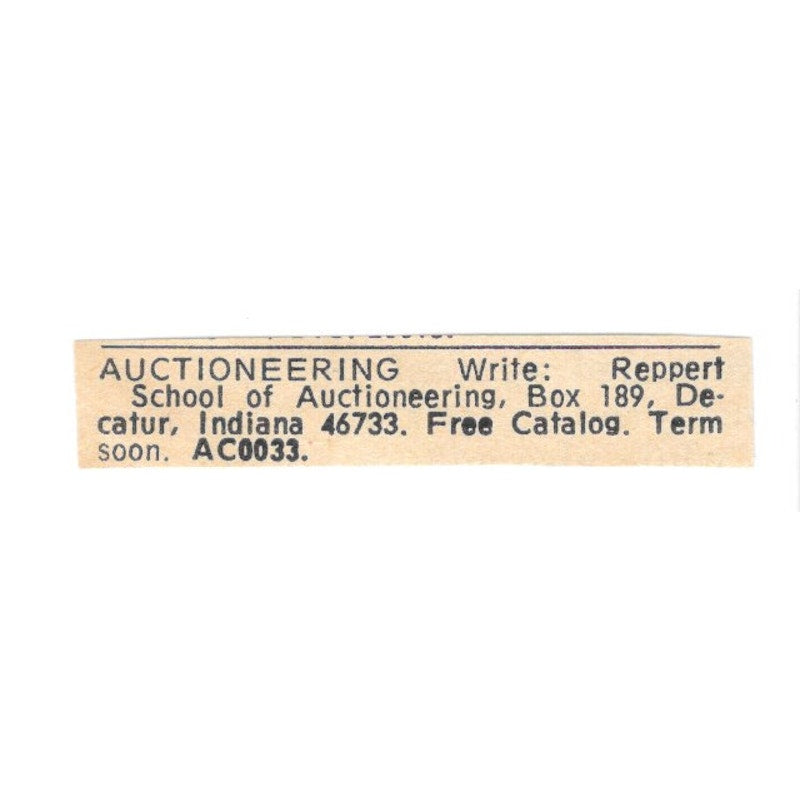 Reppert School of Auctioneering Decatur Indiana 1977 Ad AF6-S9