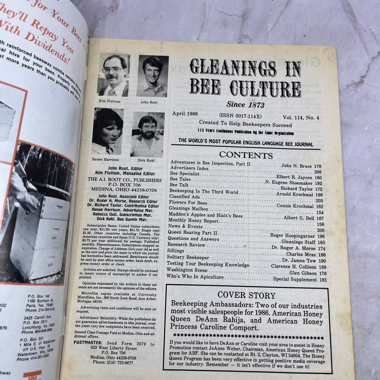 1986 April - Gleanings in Bee Culture Magazine - Bees Beekeeping Honey M33