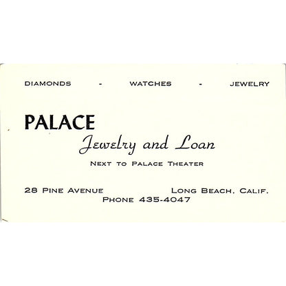 Palace Jewelry and Loan , Long Beach  CA, Vintage Business Card SF3-B9