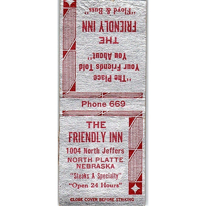 The Friendly Inn North Platte NE Floyd & Buss Vintage Matchbook Cover SC7-Y6