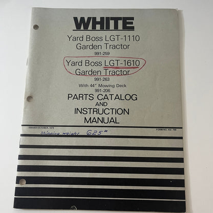 White Yard Boss LGT-1110 Garden Tractor Catalog & Manual 1979 TK2-XB1