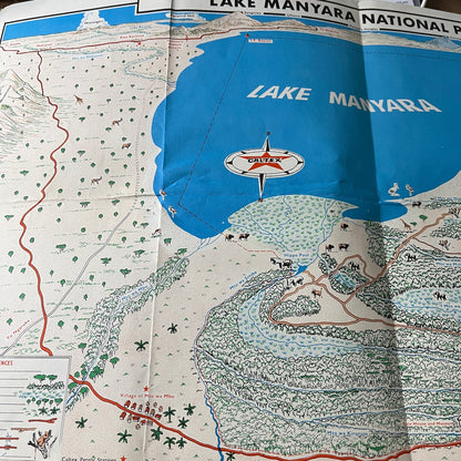 1971 Lake Manyara National Park Tanzania Safari Map & Travel Brochure TH2-TB2