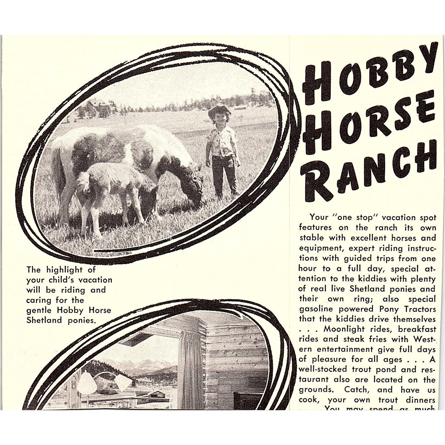 Ponderosa Lodge on Fall River Estes Park CO 1958 Ad AG1-H4