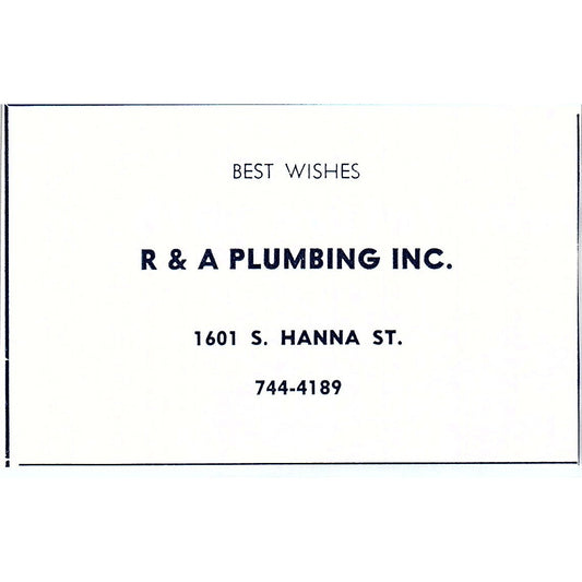 R&A Plumbing Inc 1601 Hanna St. Fort Wayne Indiana 1964 Ad AG1-M8