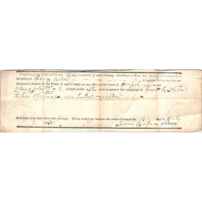 1840s Cortland County NY Summons to Appear in Court AB6-OD1
