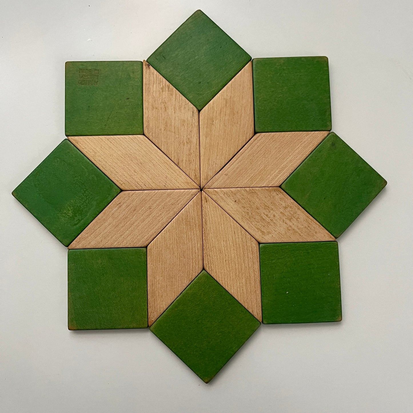 Vintage Wood Trivet Folk Art Made in West Germany 8.5x8.5" TF9