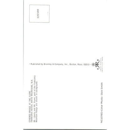 Flume Bridge Franconia Notch White Mts NH Vintage Covered Bridge Postcard PD6