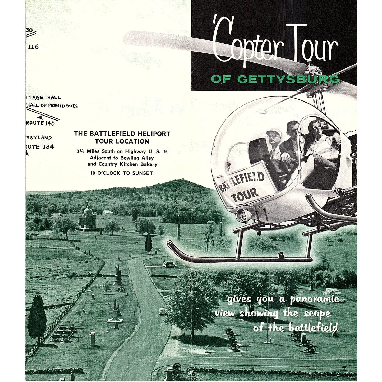 Helicopter 'Copter Tour Gettysburg PA Vintage Travel Brochure TH2-TB5