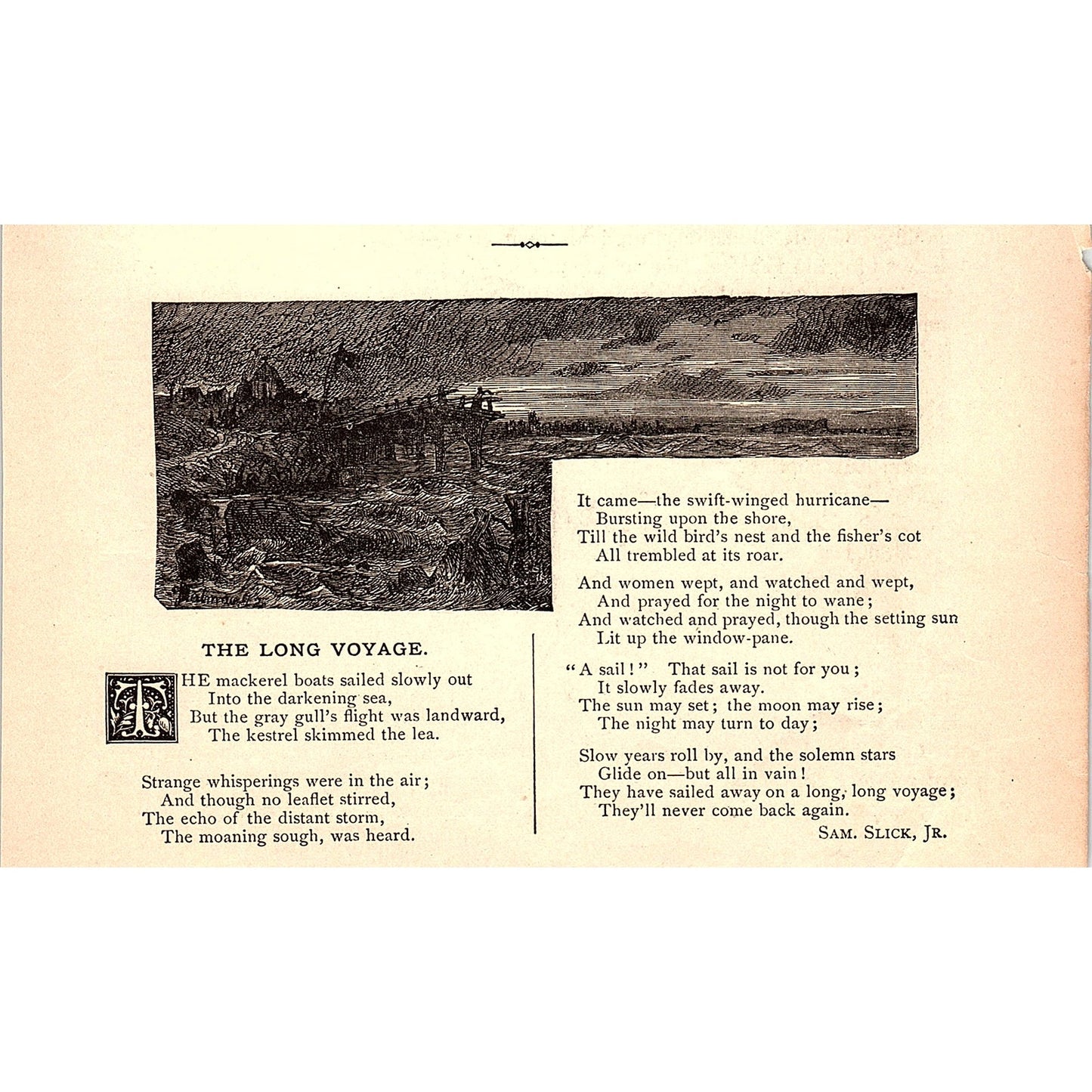 The Long Voyage - Sam Slick Jr 1884 Poem AG3-1