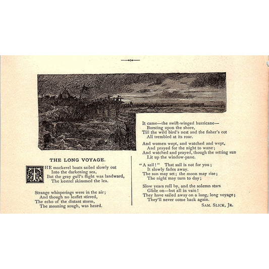 The Long Voyage - Sam Slick Jr 1884 Poem AG3-1