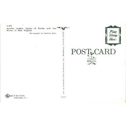 New England Covered Bridge Ice Skating Vintage Covered Bridge Postcard PC12