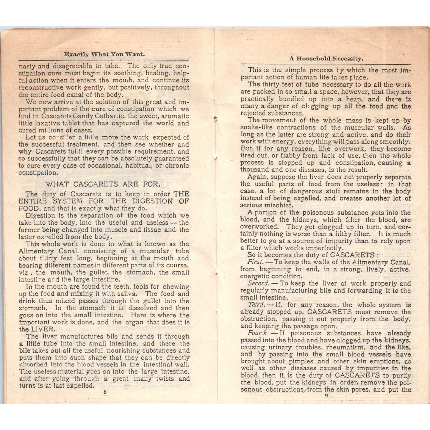 c1920 The Curse of Constipation Booklet Cascarets Sterling Remedy Co AE8