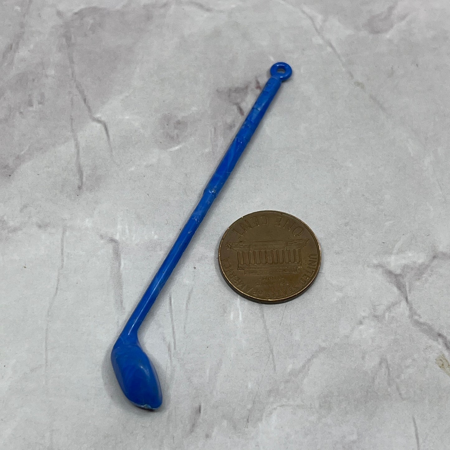 Vintage BLUE Celluloid Barbie Doll Golf Club Sport Miniature Diorama 3" SE2