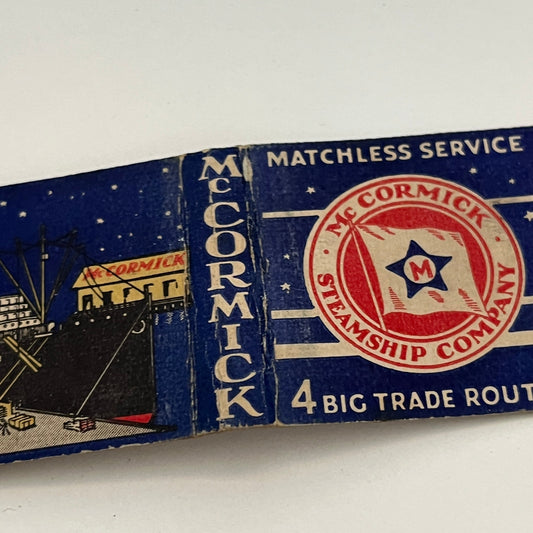 McCormick Steamship Company 4 Big Trade Routes Vintage Matchbook TB6-MB2-14