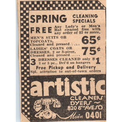 Artistic Cleaners & Dryers Spring Cleaning 1935 Minneapolis Journal Ad AE7-H2