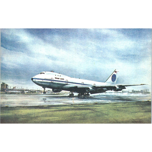 Boeing 747 Pan Am Airlines Illustration Vintage Postcard TG8-PC
