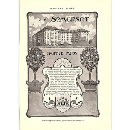 The Somerset Hotel Alfred S. Amer Boston MA - 1904 Ad AF4-6