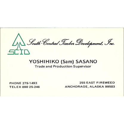 Yoshihiko Sam Sasano South Central Timber Development Inc Anchorage Card SD9-B4