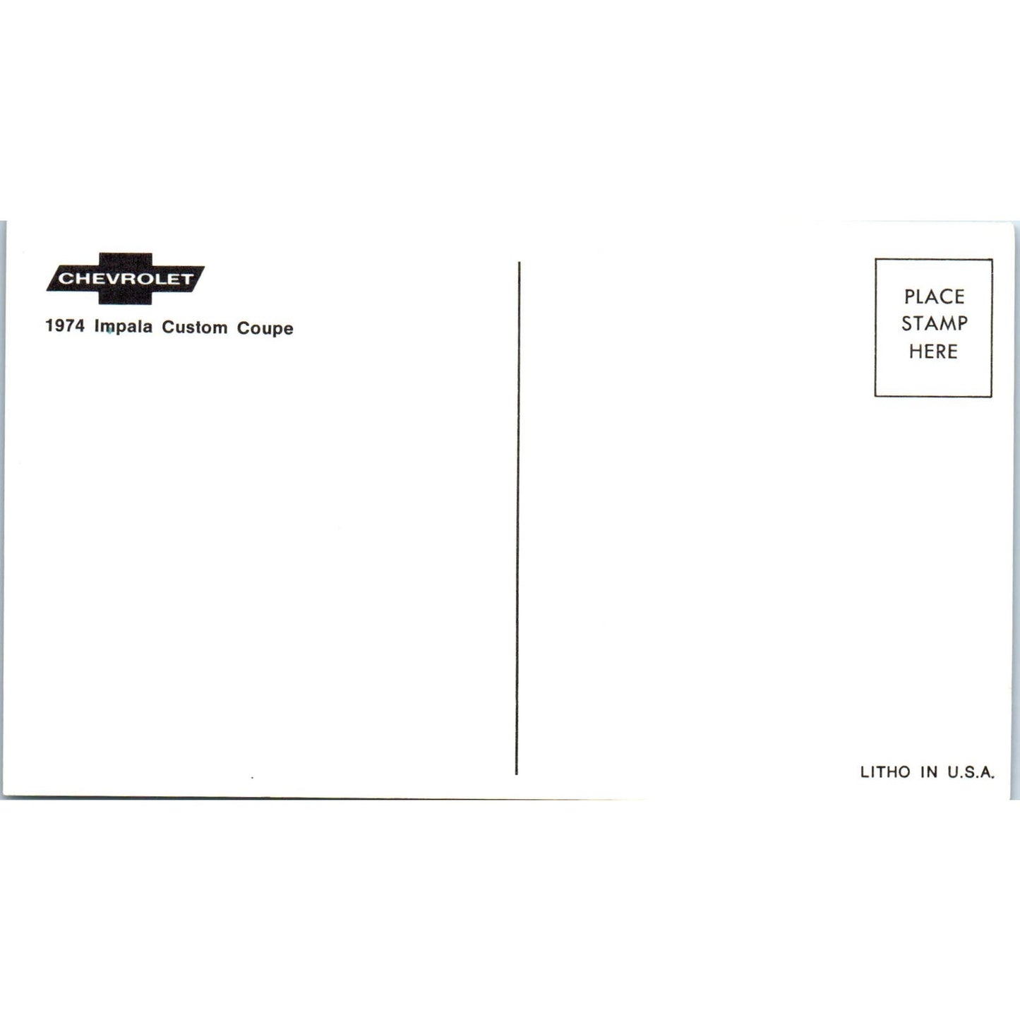 1974 Chevrolet Chevy Impala Custom Coupe Blue Vintage Postcard PC3