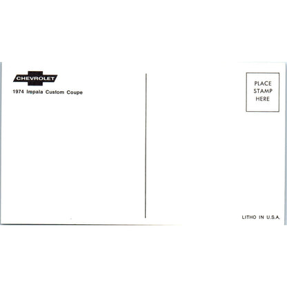 1974 Chevrolet Chevy Impala Custom Coupe Blue Vintage Postcard PC3