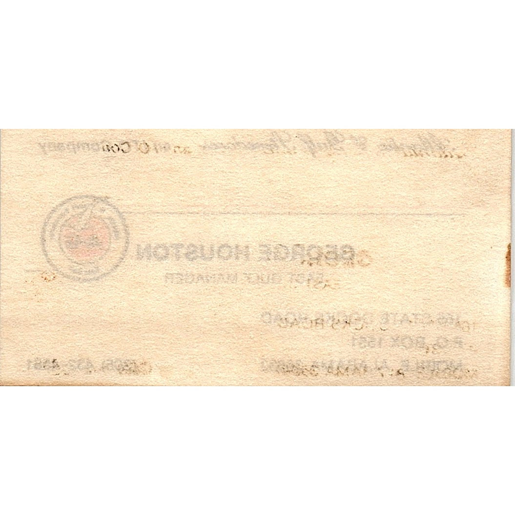 George Houston Atlantic & Gulf Stevedores Mobile AL Vintage Business Card SC9-B4