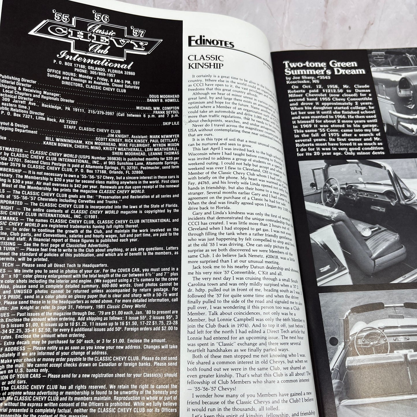 Joe Sharp Green Two-Tone - '55, '56, '57 Classic Chevy World - Jun 1981 M29