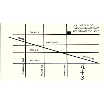Guess Optical Company Long Beach CA Vintage Business Card SB4-B3