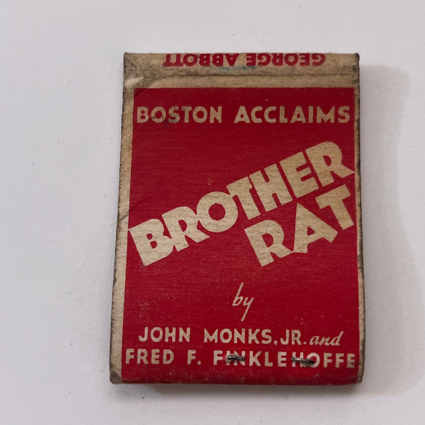 Brother Rat Gohn Monks Fred Finklehoffe George Abbott Matchbook Cover TB8-MB-9