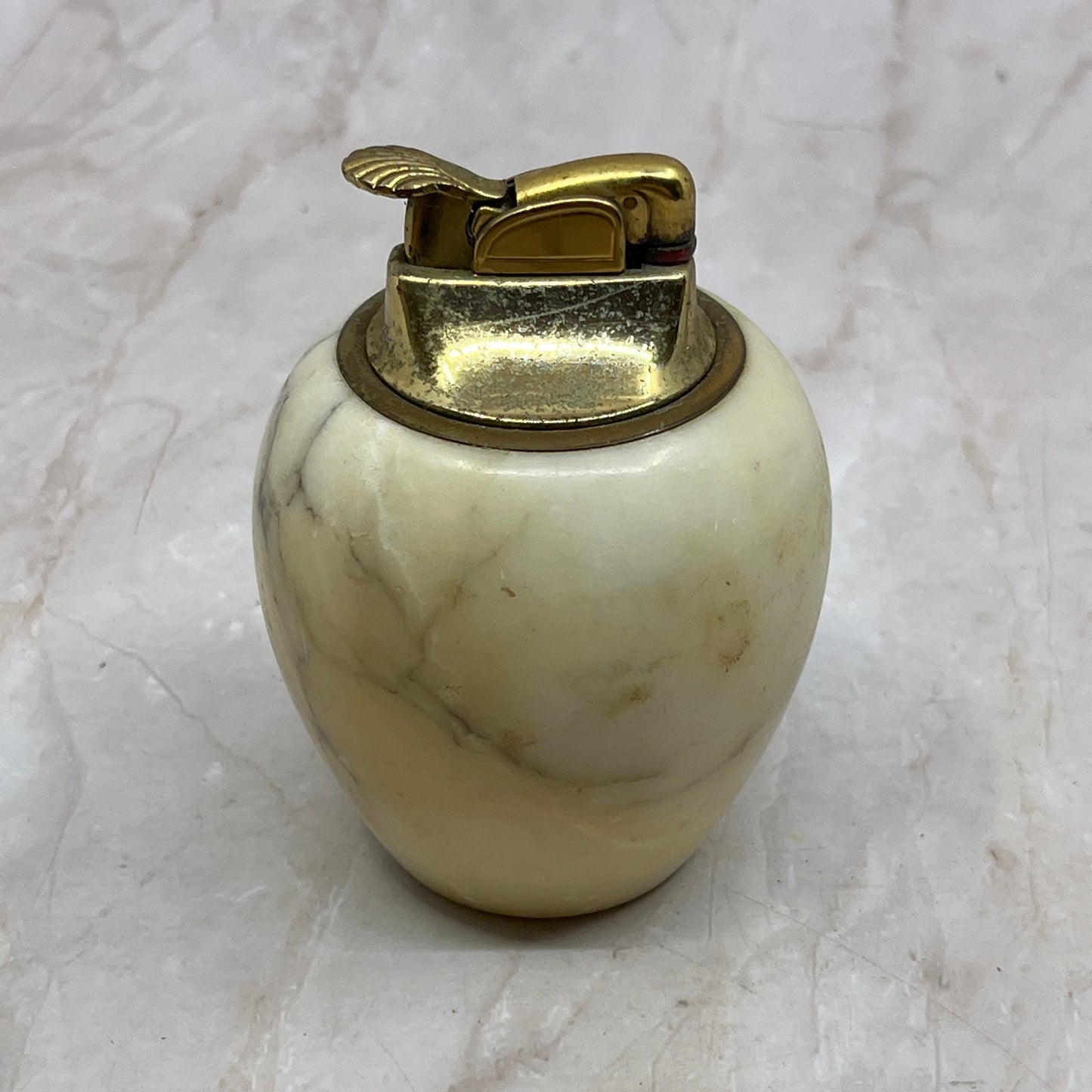 Vintage Evans Brass in Italian Alabaster Marble Table Lighter TL1