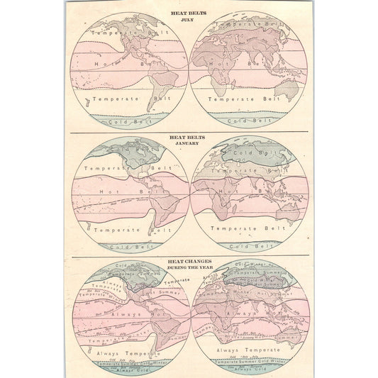 Heat Belts and Changes Map Diagram 1901 Engraving AF2-A6