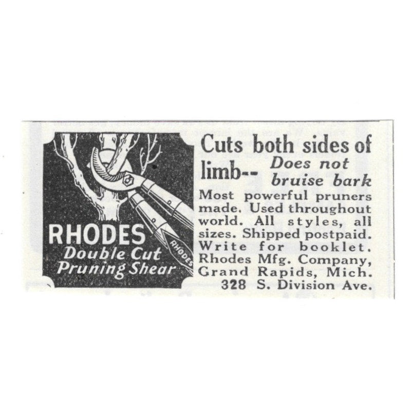 Rhodes Mfg Co Tree Limb Clipper Lopper Grand Rapids MI 1926 Ad AG3-S23