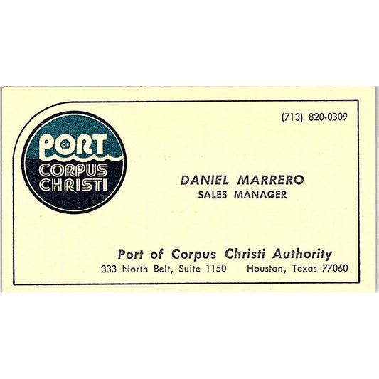 Daniel Marrero Port of Corpus Christi Authority Vintage Business Card SC9-B3