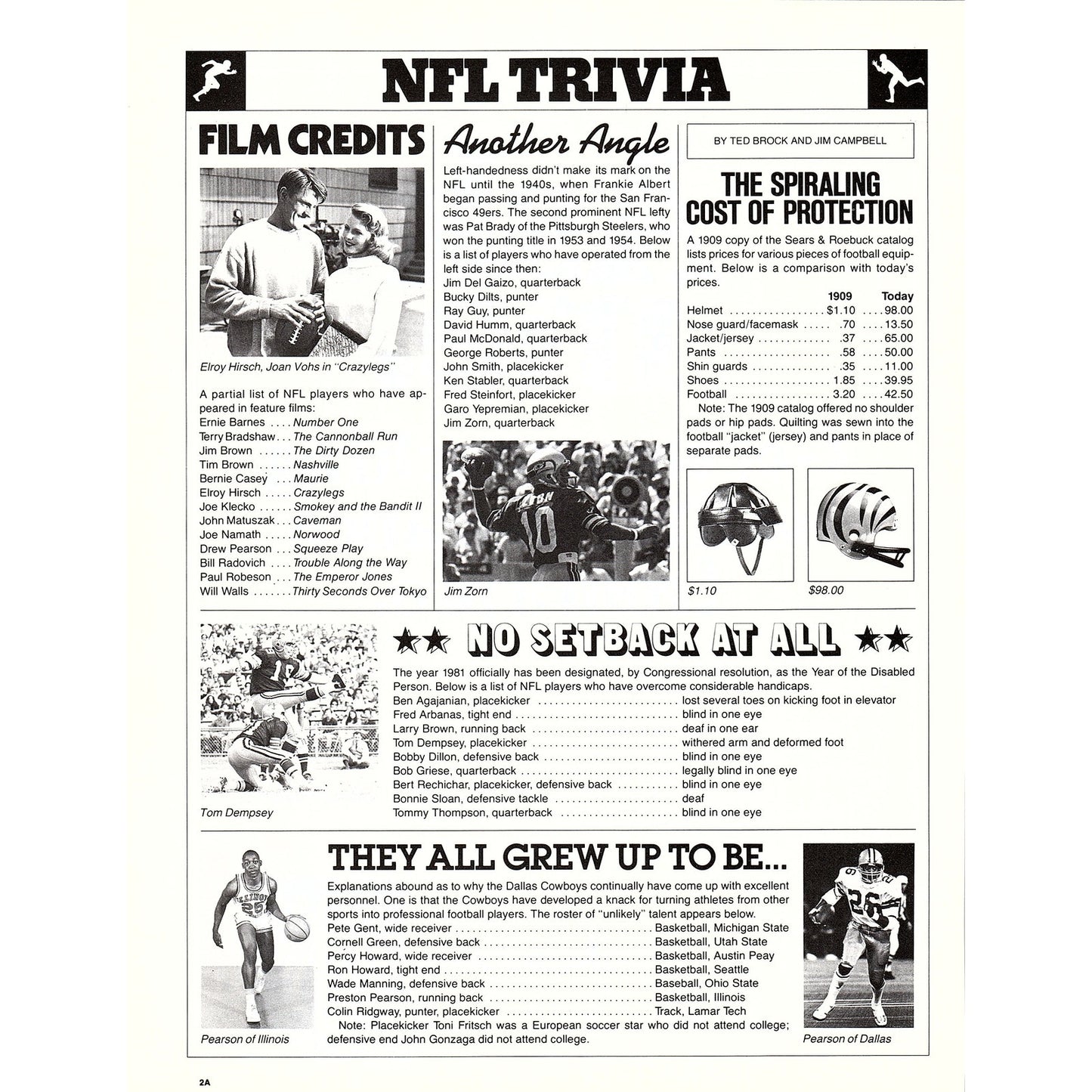 NFL Trivia Tom Dempsey Preston Pearson Elroy Hirsch 8x11" 1981 Ad D26