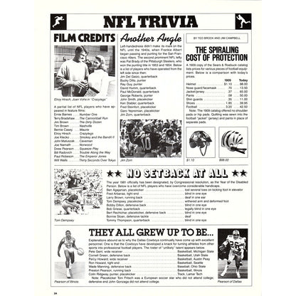 NFL Trivia Tom Dempsey Preston Pearson Elroy Hirsch 8x11" 1981 Ad D26
