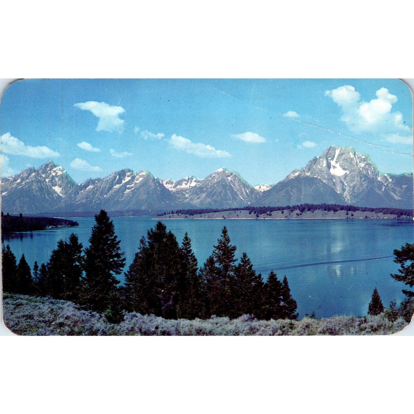 1953 Majestic Teton Range Jackson Lake Jackson Hole WY Vintage Postcard PD9