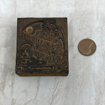 Furs Refashioned and Repaired - Vintage Letterpress Printers Block Plate TK3