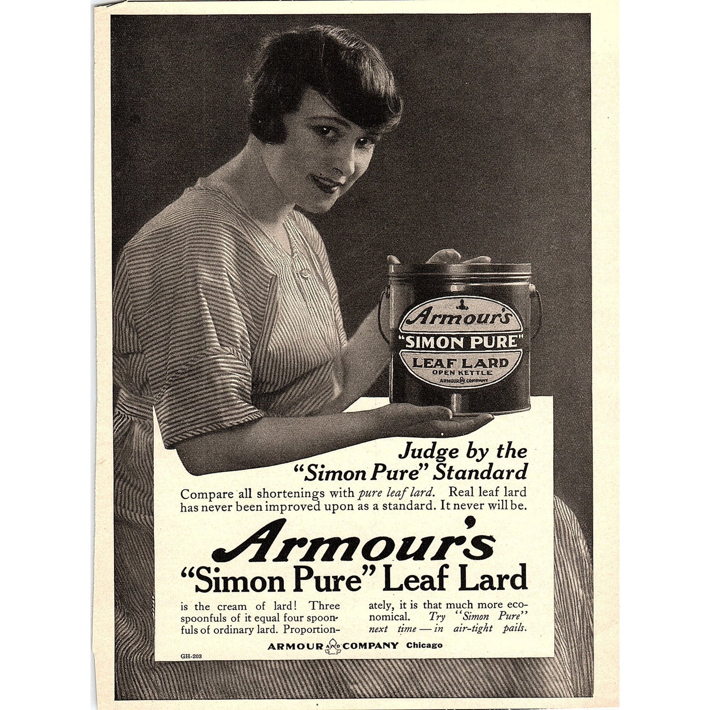 Armour Simon Pure Leaf Lard Antique Magazine Ad 5x8 V4
