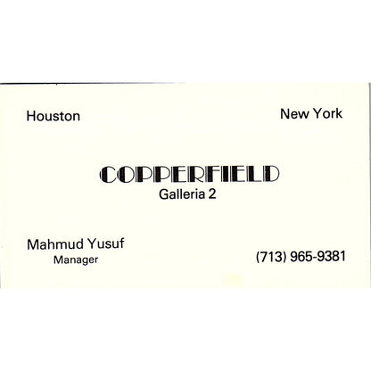Copperfield Galleria 2 Mahmud Yusuf Houston Vintage Business Card SE5-B5