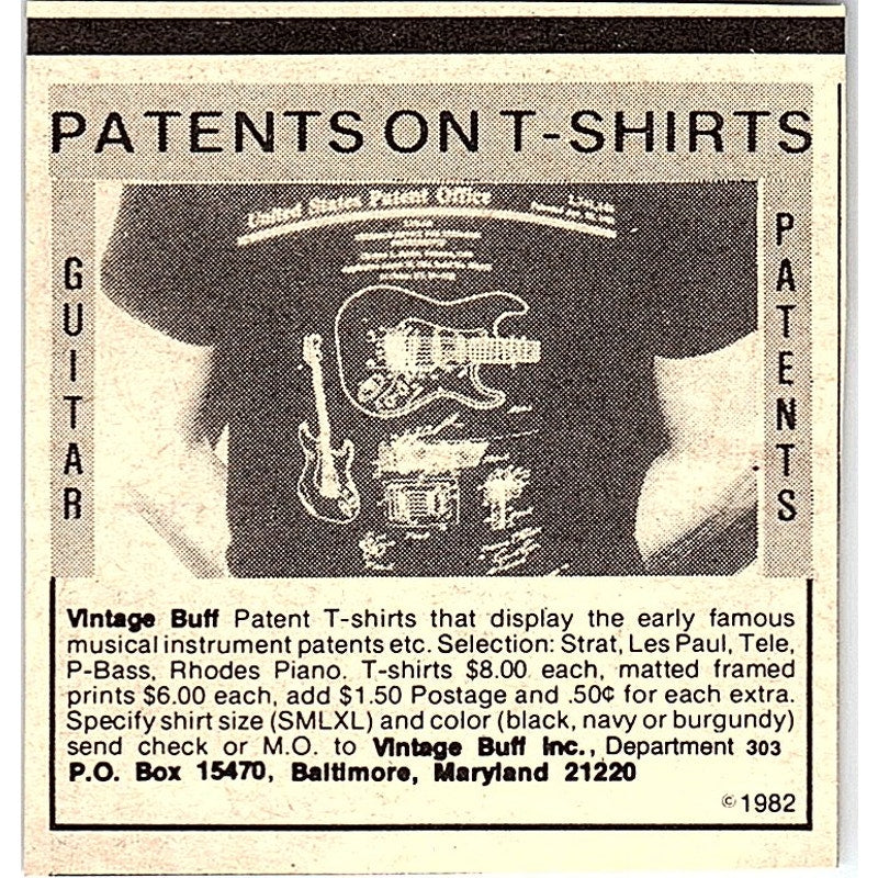 Vintage Buff Patent T-Shirts Baltimore MD 1984 Ad AF8-M4