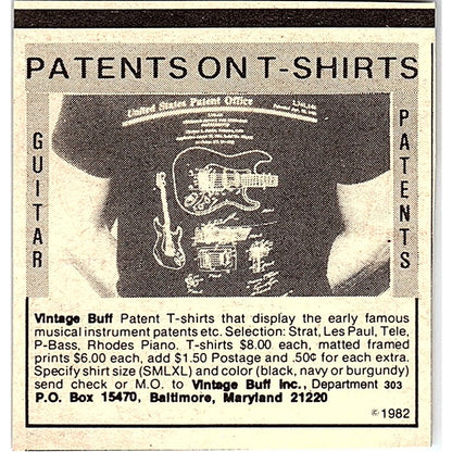 Vintage Buff Patent T-Shirts Baltimore MD 1984 Ad AF8-M4