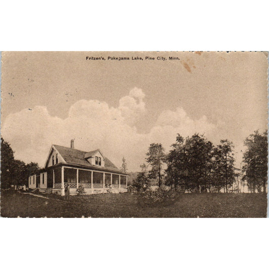 1915 Fritzen's Pokegama Lake Pine City Minnesota Vintage Postcard PD10