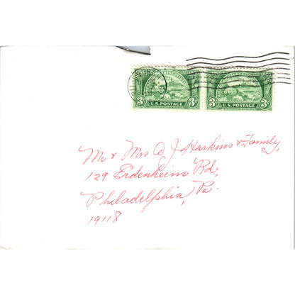 A.J. Harkins Family Philadelphia PA Postal Cover Envelope TG7-PC3