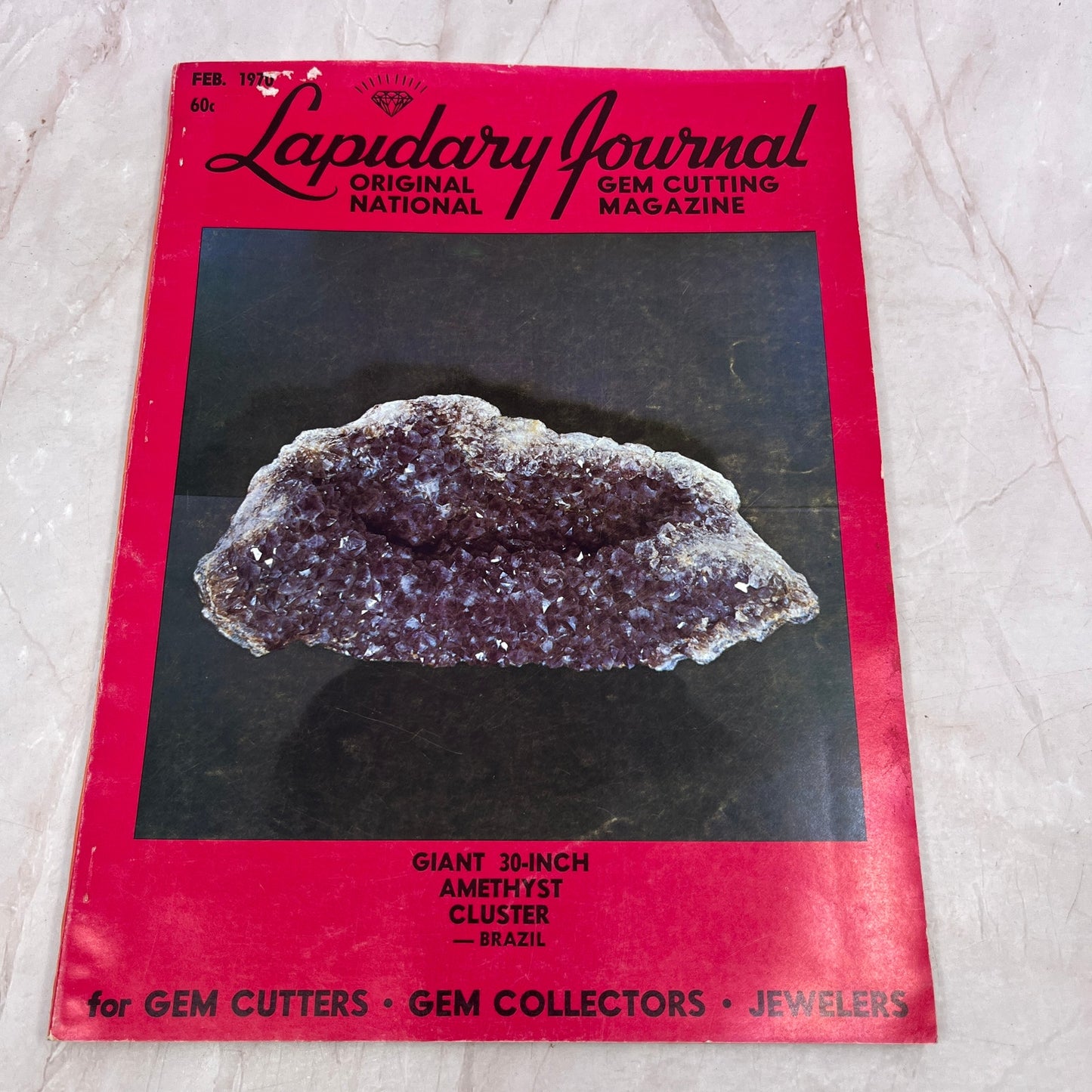 Giant 30 Inch Amethyst Cluster Brazil - Lapidary Journal Magazine - Feb 1970 M28