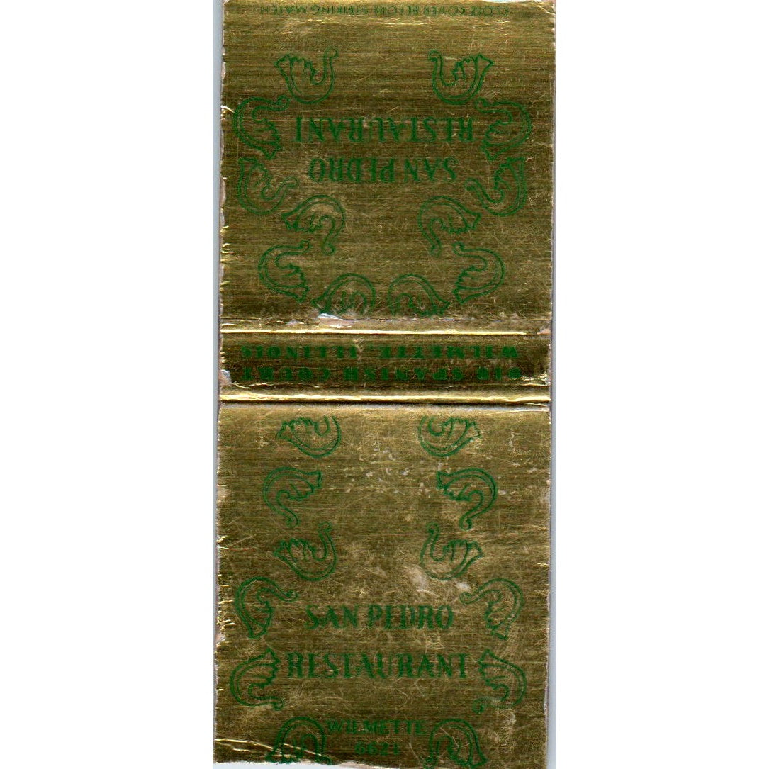 San Pedro Restaurant WIlmette IL Vintage Matchbook Cover SD2-Y13