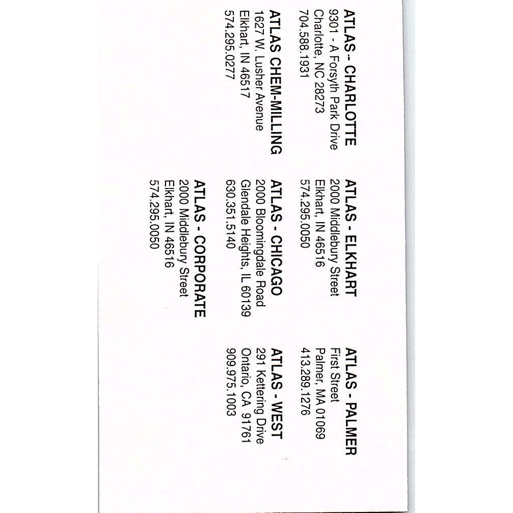 Atlas Die Inc John Keleher Atlas West Ontario CA Vintage Business Card SC9-B9