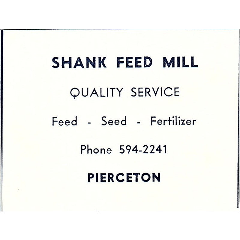 Shank Feed Mill Pierceton Indiana 1964 Ad AG1-S12