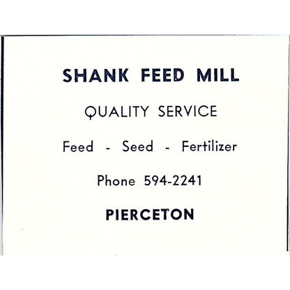 Shank Feed Mill Pierceton Indiana 1964 Ad AG1-S12