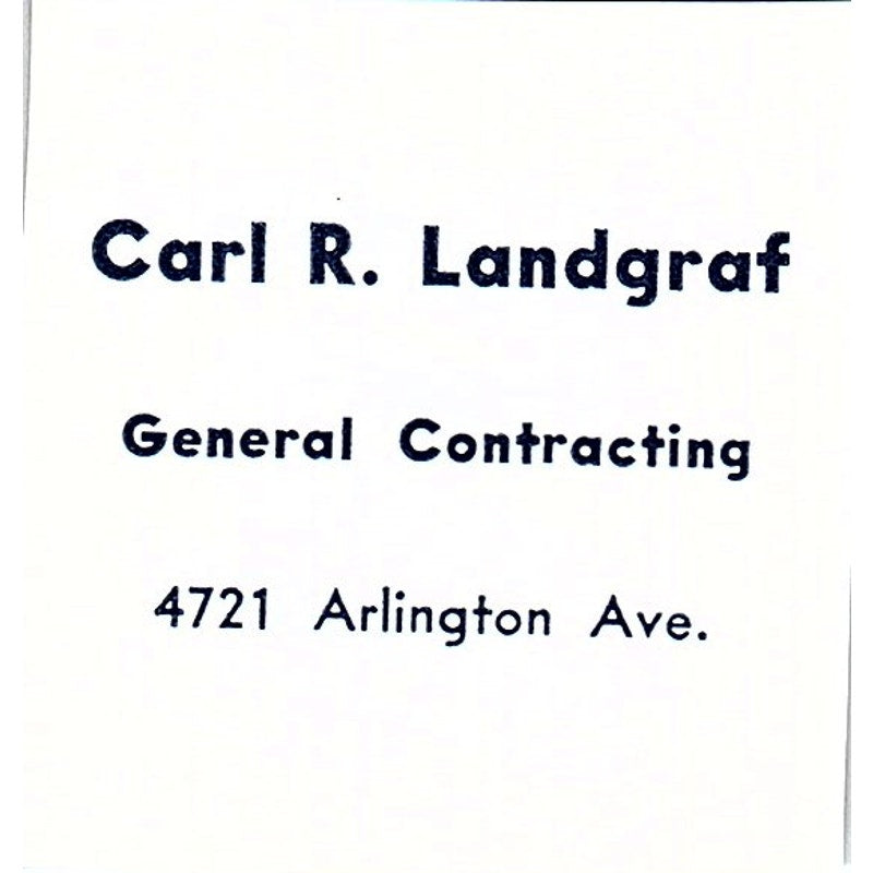 Carl R. Landgraf General Contracting Fort Wayne Indiana 1964 Ad AG1-S13