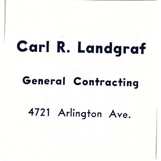 Carl R. Landgraf General Contracting Fort Wayne Indiana 1964 Ad AG1-S13
