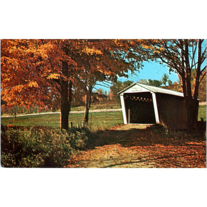 Harmon's Covered Bridge Plum Creek Indiana County PA Vintage Bridge Postcard PD3